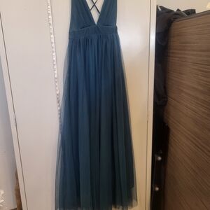 Luxxel Deep Green Satin Tule  Dress